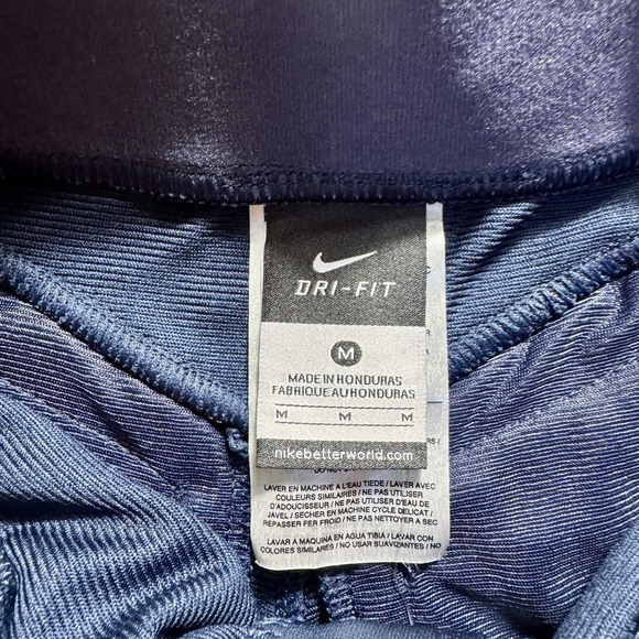 Nike Dri-FIT Navy Blue Athletic Shorts‎ Mens Medium White Stripe Snap Fly 15" L - Picture 5 of 5